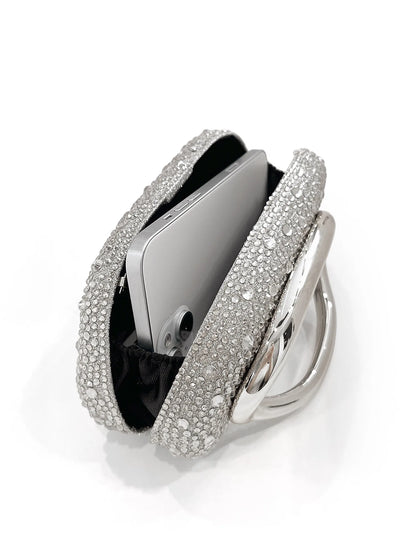 Sparkling Crystal Diamond Women's Evening Clutch Luxury Elegant Round Box Shaped Chain Bag Banquet Party Shoulder Crossbody Bag