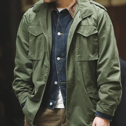 Retro M65 Jackets for Men Green Outdoor Windbreaker Vintage Casual Solid Coat Mens Clothes Multi-Pocket Jacket