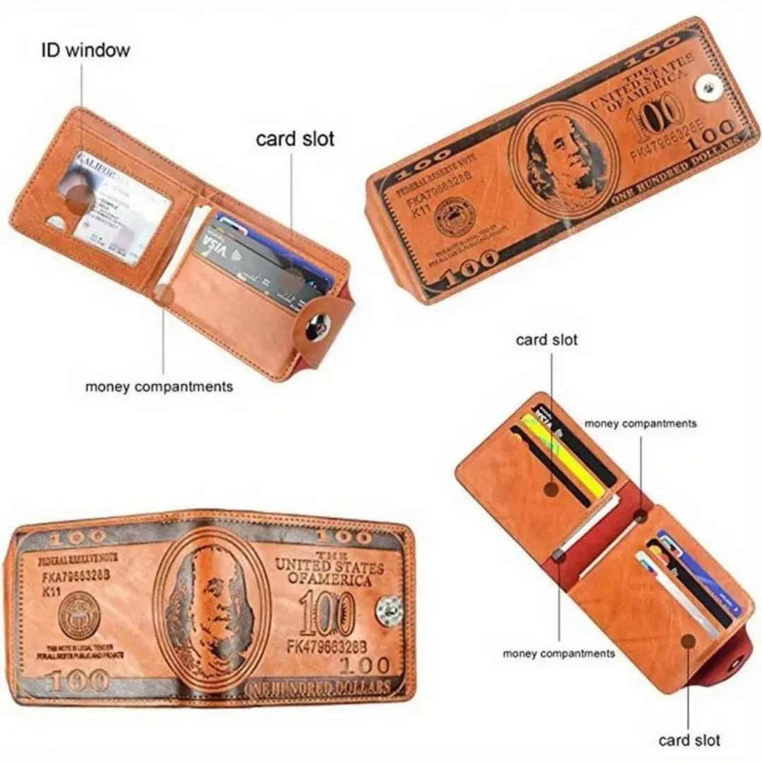 Retro Men's Wallet with Magnetic Buckle - Short Dollar Pattern Wallet, Multi-Card Business Style, 1pc Faux Leather Credit Card and Photo Holder, Elegant Accessory for Everyday Use