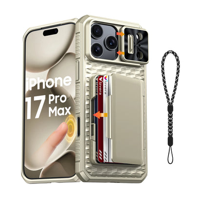 For iPhone 17 Pro Max Case,Wallet - Full Body Protective with Card Holder (4 Cards) Camera Cover & Kickstand-Orange