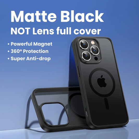 Magnetic Case for iPhone 17 16 15 14 13 Pro Max Case Shockproof Cover for iPhone 16 Pro Max Plus 16pro Macsafe TPU Cases