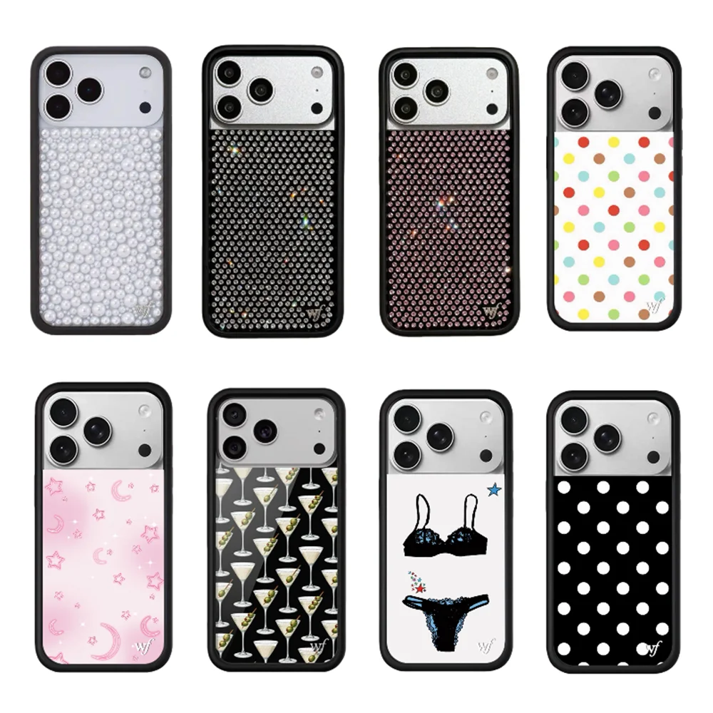 جراب هاتف جديد بتصميم ألماسي من Wildflower مرصع باللؤلؤ لهاتف iPhone 17 Pro Max 16 Plus 17 Air 12 13 14 15 16 غطاء 3D WF بنقاط البولكا الكرتونية