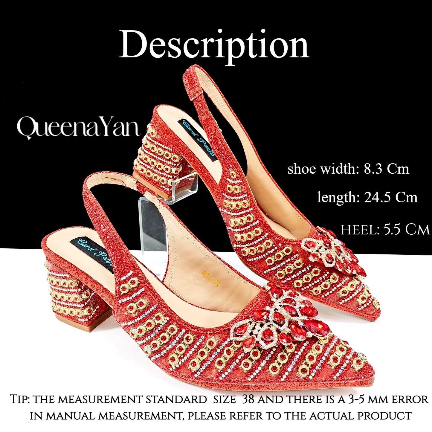 Dazzling Dreams: Full Rhinestone High Heels and Coordinated Bag for Timeless Style