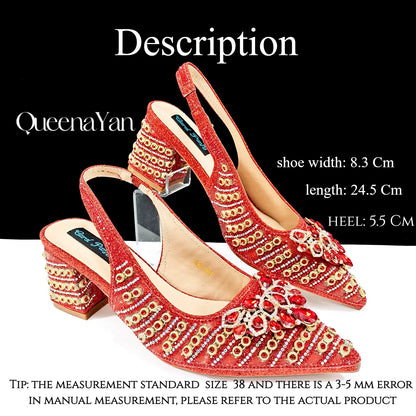 Dazzling Dreams: Full Rhinestone High Heels and Coordinated Bag for Timeless Style