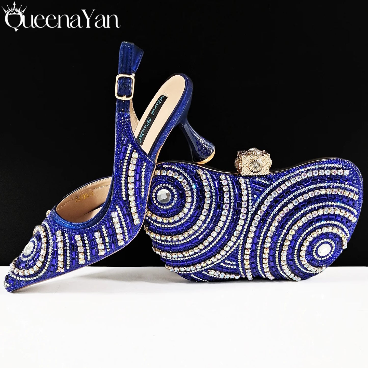 Nigerian Party Shoes Only shoes OR with bag set in Green  High Heel, Elegant Matching for Weddings & Special Occa
