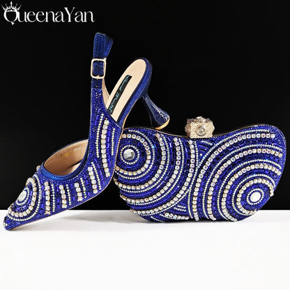 Nigerian Party Shoes Only shoes OR with bag set in Green  High Heel, Elegant Matching for Weddings & Special Occa