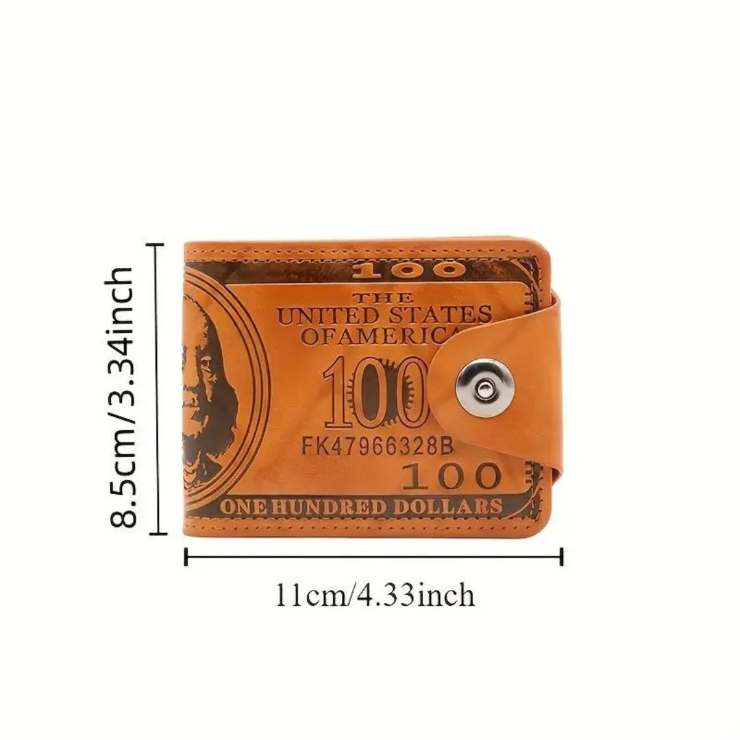 Retro Men's Wallet with Magnetic Buckle - Short Dollar Pattern Wallet, Multi-Card Business Style, 1pc Faux Leather Credit Card and Photo Holder, Elegant Accessory for Everyday Use