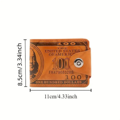 Retro Men's Wallet with Magnetic Buckle - Short Dollar Pattern Wallet, Multi-Card Business Style, 1pc Faux Leather Credit Card and Photo Holder, Elegant Accessory for Everyday Use