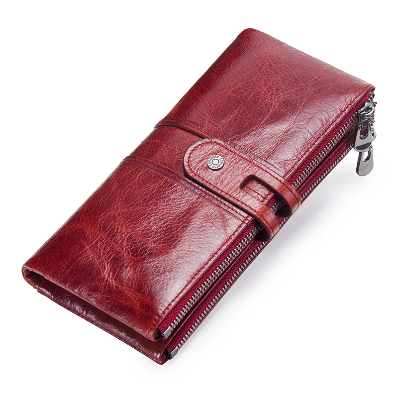 Men Clutch Wallet Genuine Leather Long Wallet Hasp Card Holder Vintage Male Zipper Coin Purse Money Clip Women Purse