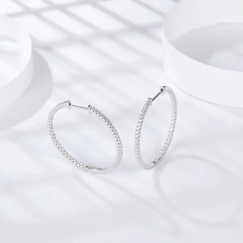 Moissanite Loop Earrings for Women 925 Sterling Sliver 1.2mm D vvs1 Lab Grown Diamond Ear Studs Fine Jewelry Gift