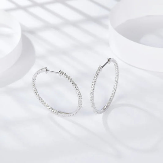 Moissanite Loop Earrings for Women 925 Sterling Sliver 1.2mm D vvs1 Lab Grown Diamond Ear Studs Fine Jewelry Gift