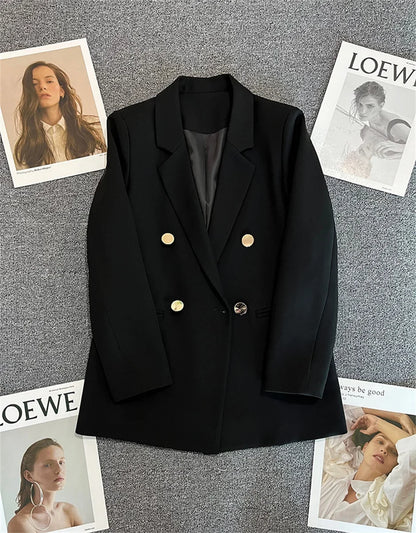 Elegant Women's Blazer Coat Fashion Stand Up Collar Long Sleeve Female Coats Spring Autumn Fashion Loose Office Lady Outwear