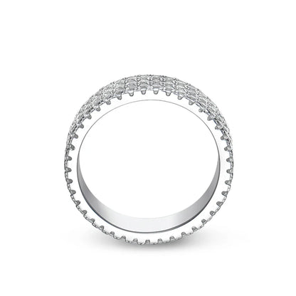 Full Moissanite Ring 925 Sterling Sliver Plated 18k Eternity Band Hip Hop Rings for Woman Man Party Sparkling Jewely