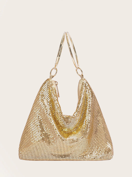 2024 Fashion Evening Bag Party Handbag for Women Large Capacity Gold Bag Aluminum Sheet Purse