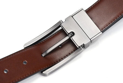 Genuine Leather Belt Double Sided Belt Men Belt Laser Engraving Luxury Strap Male Belt New Fashion Retro Pin Buckle High Quality