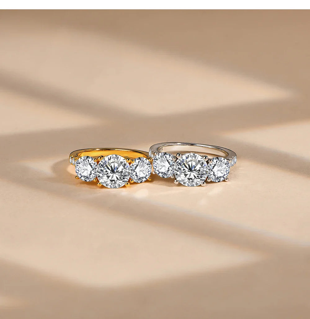 Engagement Ring Round Cut 4.0ct Moissanite Rings for Women Sterling Silver Ring Wedding Promise Rings for Her