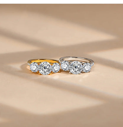 Engagement Ring Round Cut 4.0ct Moissanite Rings for Women Sterling Silver Ring Wedding Promise Rings for Her