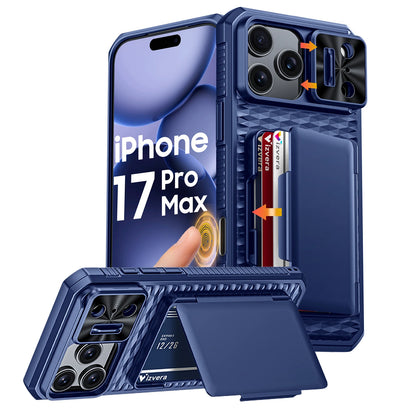 For iPhone 17 Pro Max Case,Wallet - Full Body Protective with Card Holder (4 Cards) Camera Cover & Kickstand-Orange