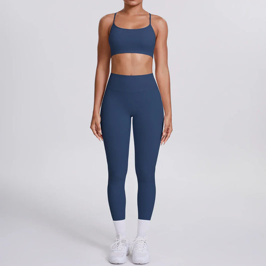 Yoga Suit Sports Set Gym Seamless High Impact Sports Bra Women's High Waist and Hips Tight Peach Buttocks Pants Womens Sportswea