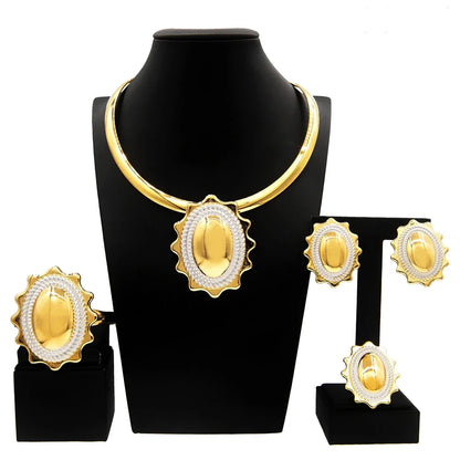 Women Jewelry Set Simple Pendant Dubai Gold Plated Necklace For Daily Party Pairing Summer Jewelry Free Shipping
