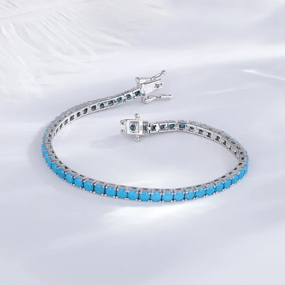 925 Silver Tennis Bracelet, 3mm Pave CZ, Dark Ruby/Rainbow/Blue/Green/Black, Eternity Design, Fine Jewelry for Women