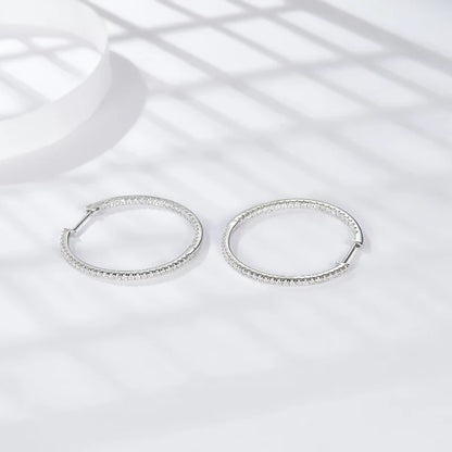 Full D Color Moissanite hoop Earrings for Women 925 Sterling Silver with White Gold Plated Ear Studs Fine Jewelry Gift
