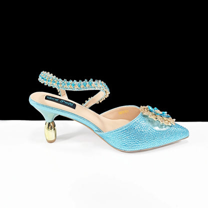 2024 Party Perfection: Rhinestone-Embellished Heels and Gold Mini Bag for Elegant Nights