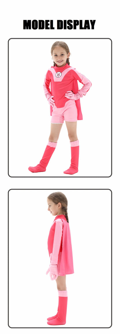 Anime Kids Invincible Costume Boys Omni-man Mark Grayson Cosplay Child Superhero Girls Atom Eve Pink Jumpsuit Halloween Costume