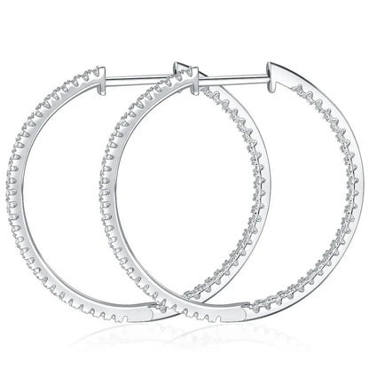 Full D Color Moissanite hoop Earrings for Women 925 Sterling Silver with White Gold Plated Ear Studs Fine Jewelry Gift