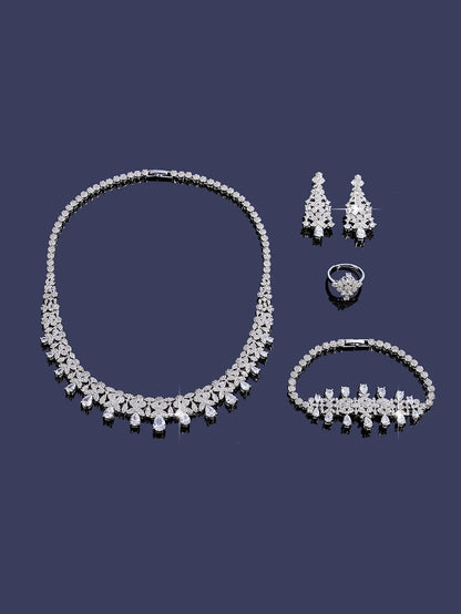 4pcs Bridal Cubic Zirconia Jewelry Sets For Women Party Luxury Dubai Nigeria CZ Crystal Wedding Jewelry Sets