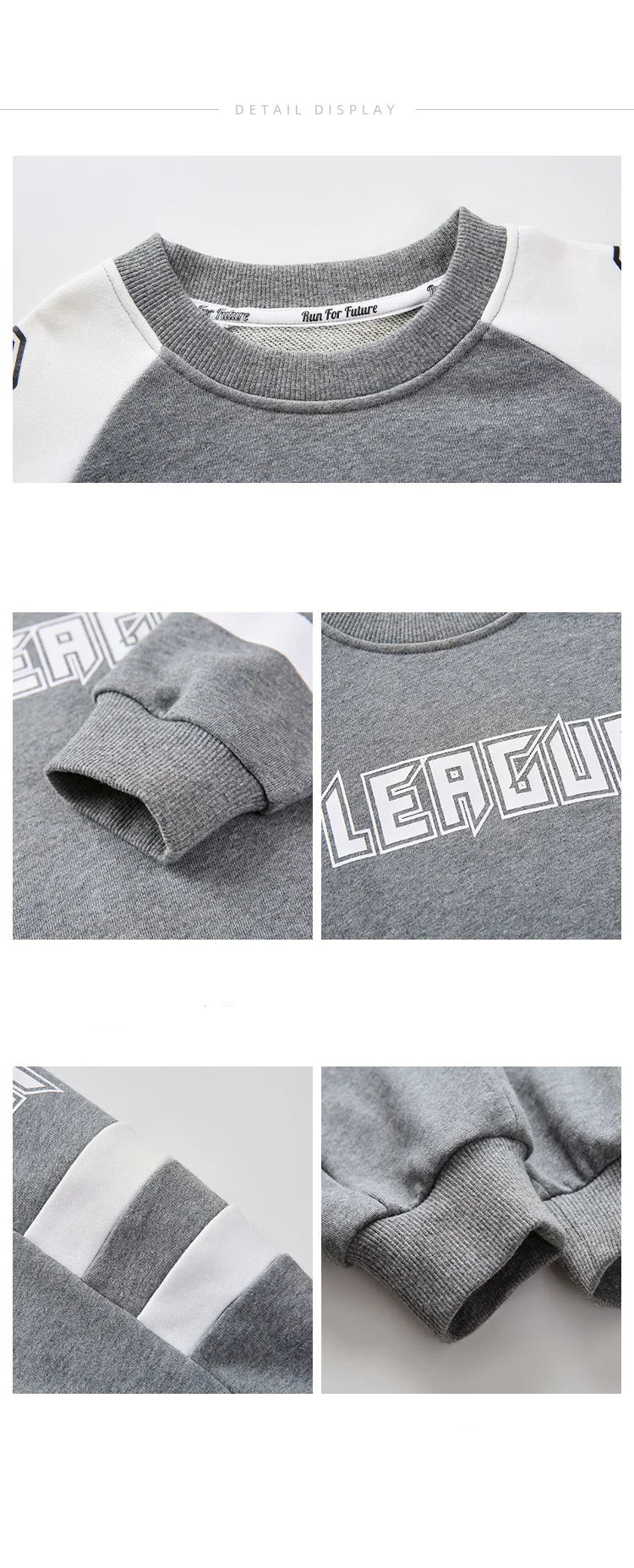 Boys Contrast Alphabet Sweatshirt+Sweatpant School Kids 2PCS Tracksuit Child Jogger Outfit Student Active Workout Set 3-14 Yr