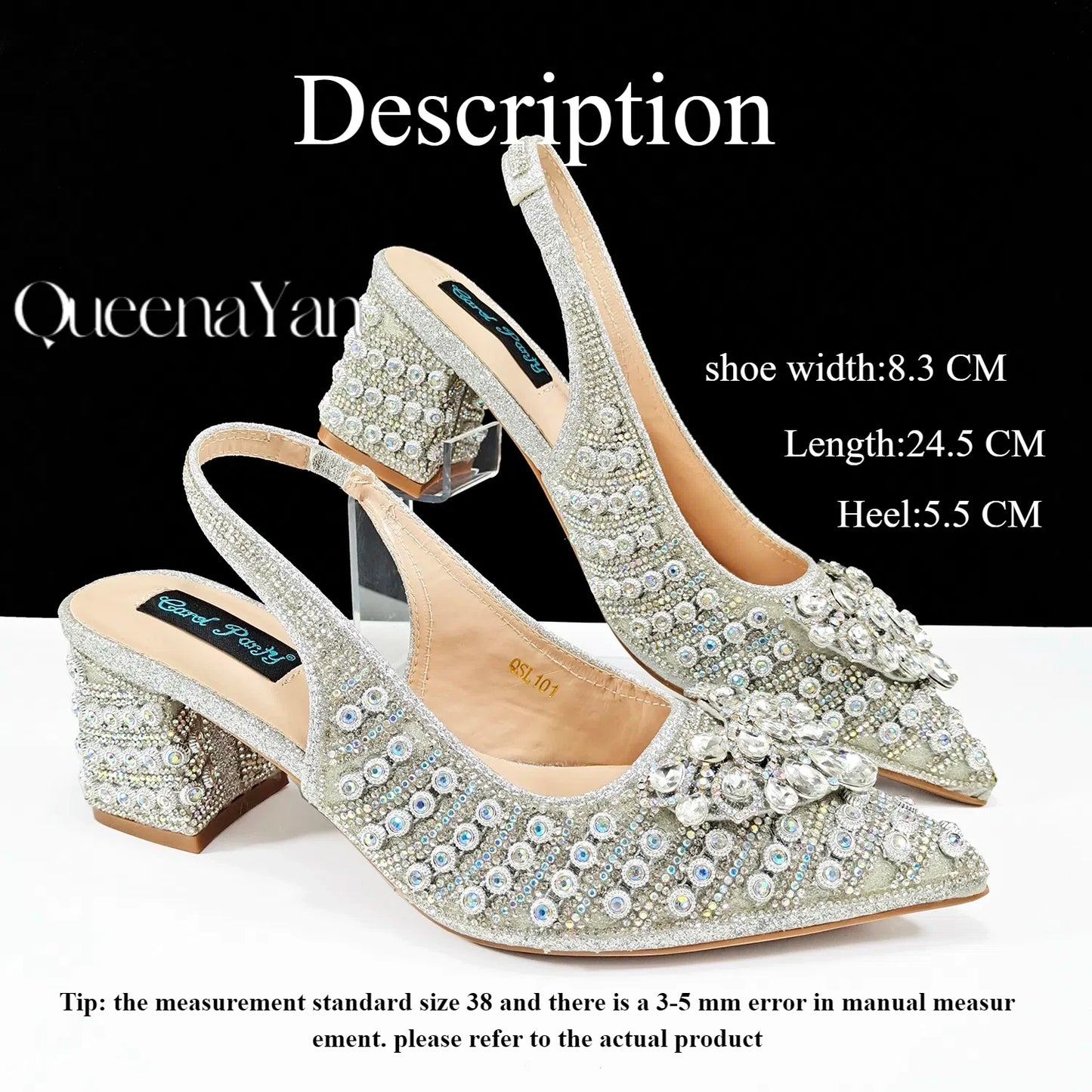 Dazzling Dreams: Full Rhinestone High Heels and Coordinated Bag for Timeless Style