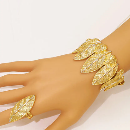 Italian 18K Gold Plated Jewelry Set Vintage Leafs Design Exaggeration Large Jewellry For Women Wedding Gift 2025 New