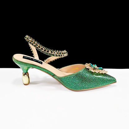2024 Party Perfection: Rhinestone-Embellished Heels and Gold Mini Bag for Elegant Nights