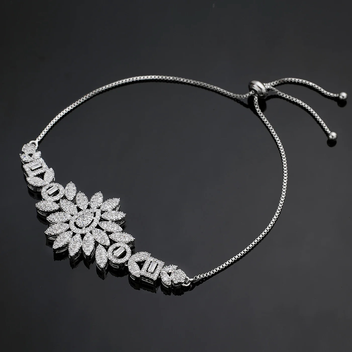 2025 Hot Sale Bridal Wedding Jewelry Sets for Women 4 Pieces Wedding Party Zirconia Necklace Bracelet with Adjustable Chain