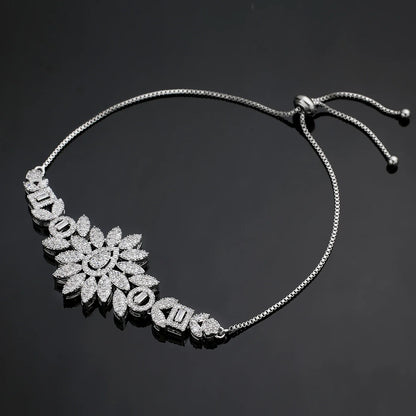 2025 Hot Sale Bridal Wedding Jewelry Sets for Women 4 Pieces Wedding Party Zirconia Necklace Bracelet with Adjustable Chain