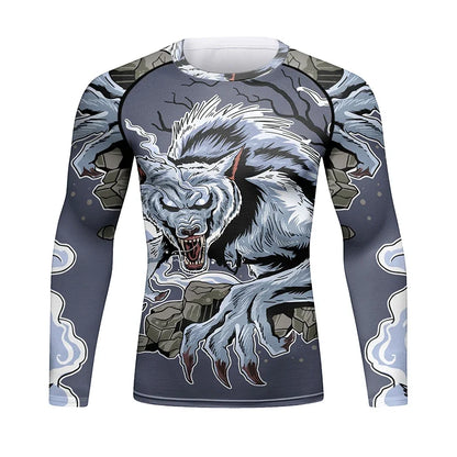 Cody Lundin Men's MMA BJJ Rashguard Brazilian Jiu-Jitsu No Gi Grey Compression Gym Shirts Westling Martial Art Training T Shirt