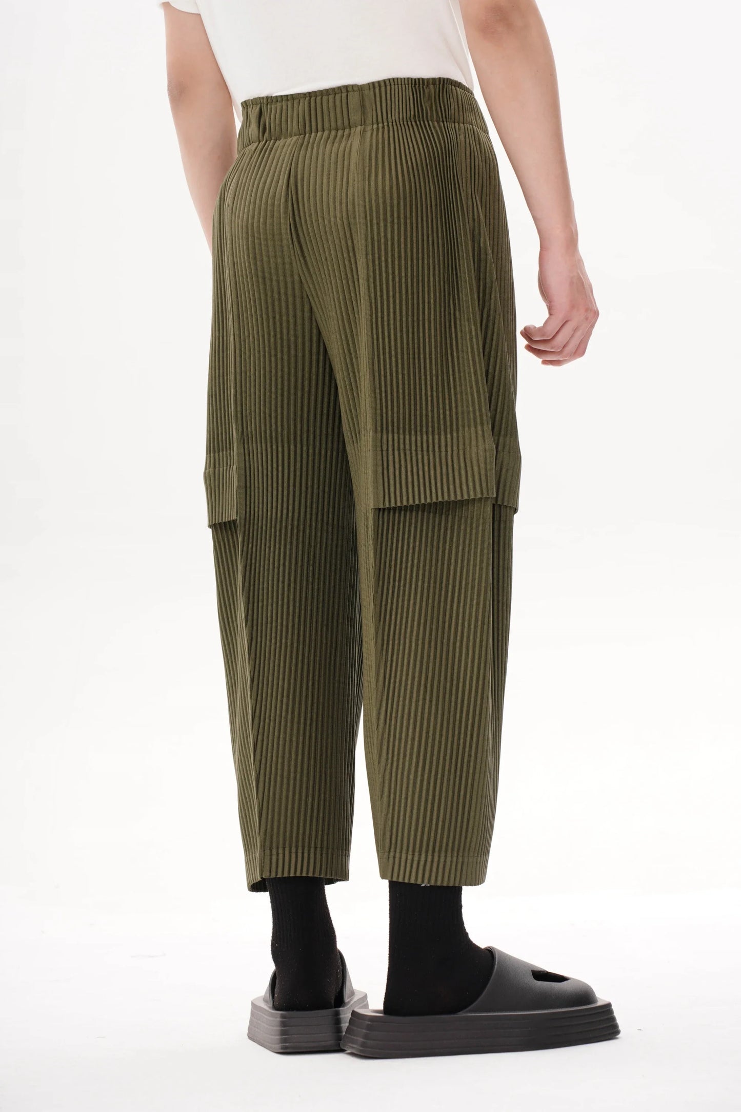 Pleated Cargo Pants Men Loose Fit Nine-Point Trousers Fashion Casual Streetwear Hip Hop Pants