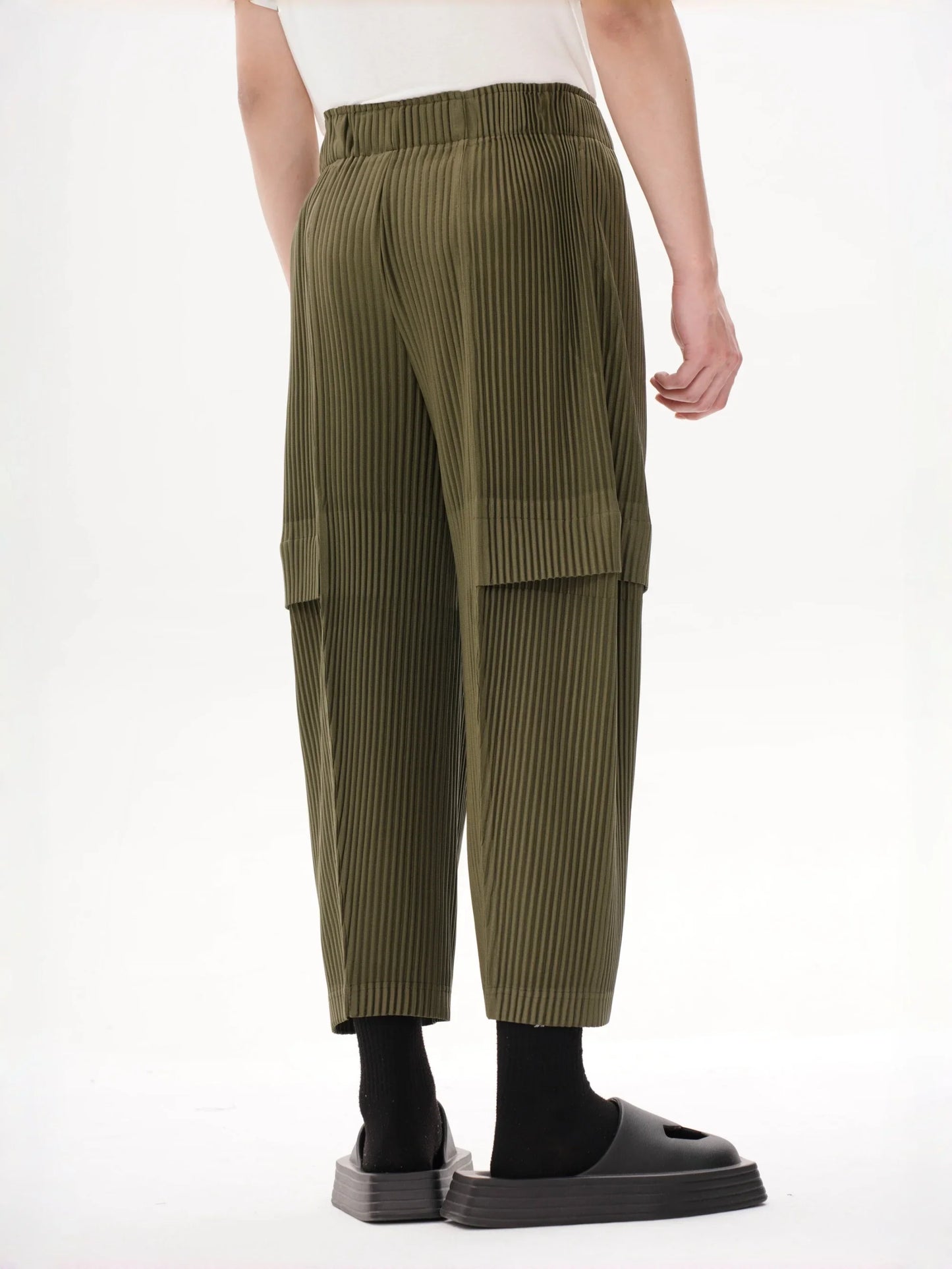 Pleated Cargo Pants Men Loose Fit Nine-Point Trousers Fashion Casual Streetwear Hip Hop Pants