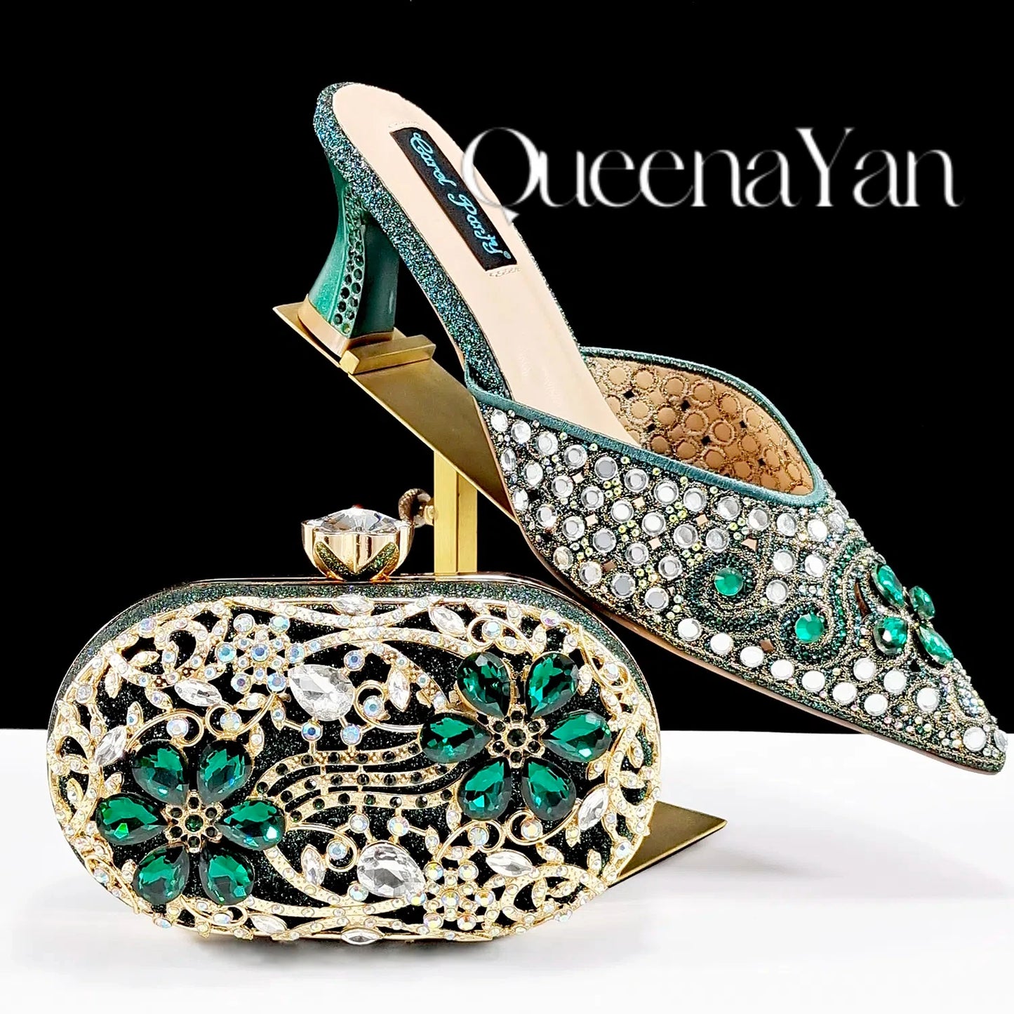 2025 INS FANTATIC BLUE Rhinestone-encrusted Sex Ladies Shoes / MATCHING  SPARKING MINI BAG (SPECIAL COLLECTION)