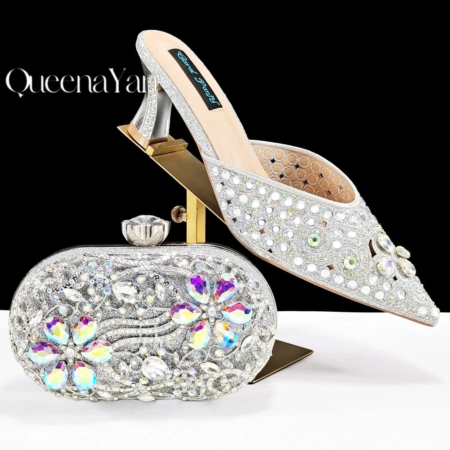 2025 INS FANTATIC BLUE Rhinestone-encrusted Sex Ladies Shoes / MATCHING  SPARKING MINI BAG (SPECIAL COLLECTION)