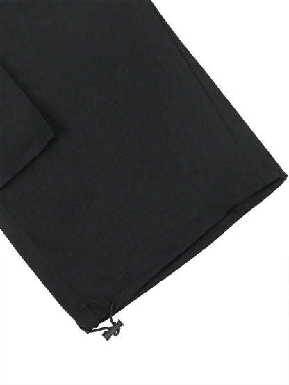 Men's 3/4-Length Cargo Shorts — Woven Twill Fabric, Multi-Pocket Casual Trousers. Non-Stretch Adult Apparel for Summer