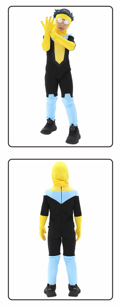 Anime Kids Invincible Costume Boys Omni-man Mark Grayson Cosplay Child Superhero Girls Atom Eve Pink Jumpsuit Halloween Costume