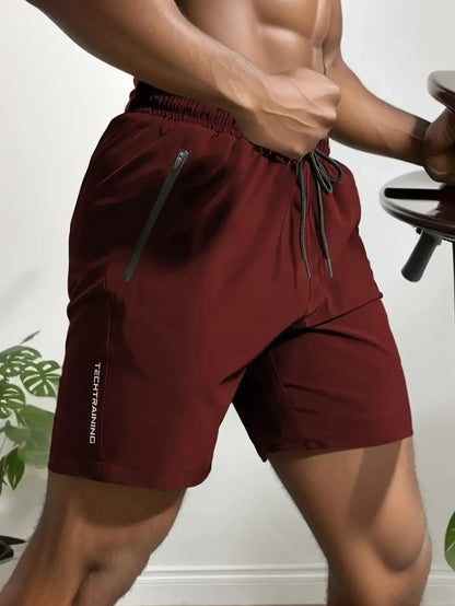 Men's Five-Piece Shorts, Sports, Fitness, Swimming, with Zipper Pockets, Quick-Drying, Casual, Breathable, Drawstring Shorts, Suitable for Summer Outdoor Sports, Fitness Training, Home Leisure, Beach Vacation