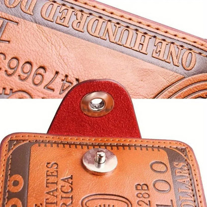 Retro Men's Wallet with Magnetic Buckle - Short Dollar Pattern Wallet, Multi-Card Business Style, 1pc Faux Leather Credit Card and Photo Holder, Elegant Accessory for Everyday Use