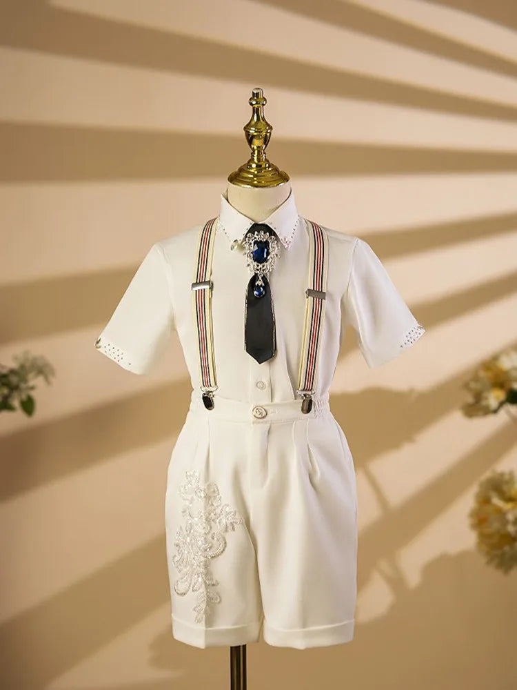 New Children's Costume Wedding Birthday Baptism Party Piano Performance Easter Eid Boys Clothing Host Blazer Sets A4484