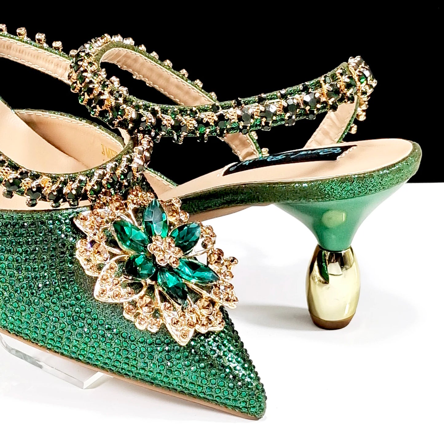 2024 Party Perfection: Rhinestone-Embellished Heels and Gold Mini Bag for Elegant Nights
