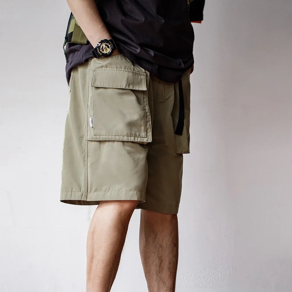 Outdoor Lightweight Functional Solid Shorts Quick Drying Pants Anti Wrinkle Large Pockets Casual Pants for Men's Summer