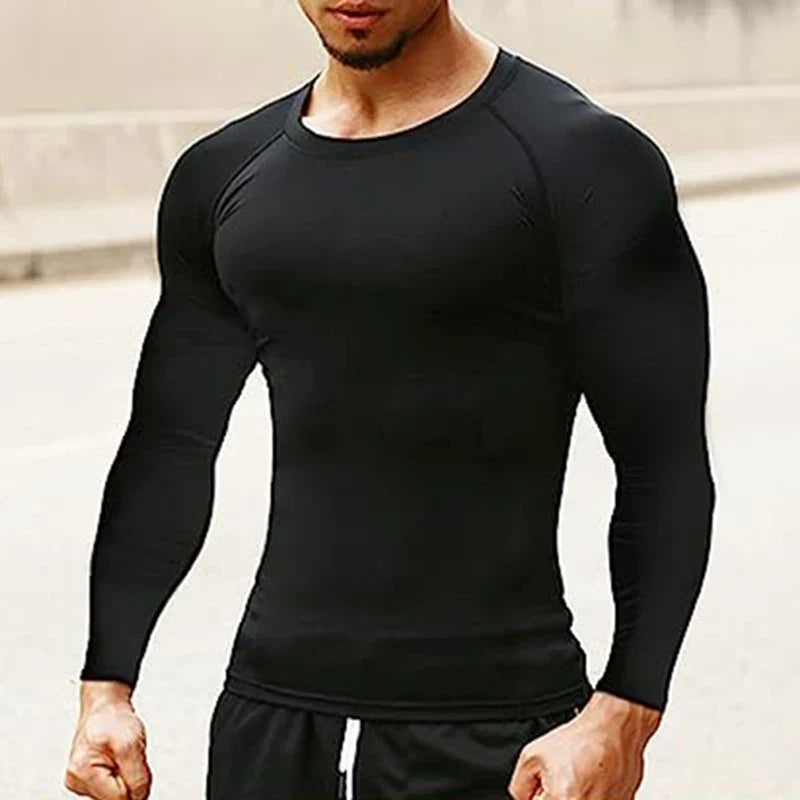 Men's Long Sleeves T-shirt Fitness Sportswear Spring Autumn Athletic Quick Dry T-shirt Gym Running Sports Outdoor Tops for Men
