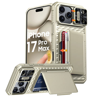 For iPhone 17 Pro Max Case,Wallet - Full Body Protective with Card Holder (4 Cards) Camera Cover & Kickstand-Orange